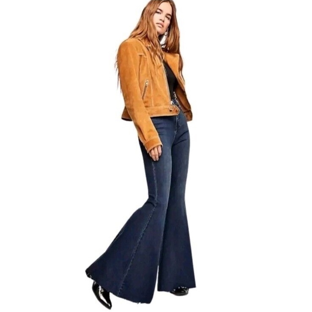Free People We The Free People CRVY Ma Cherie High Rise Lace Up Flare Jeans 27